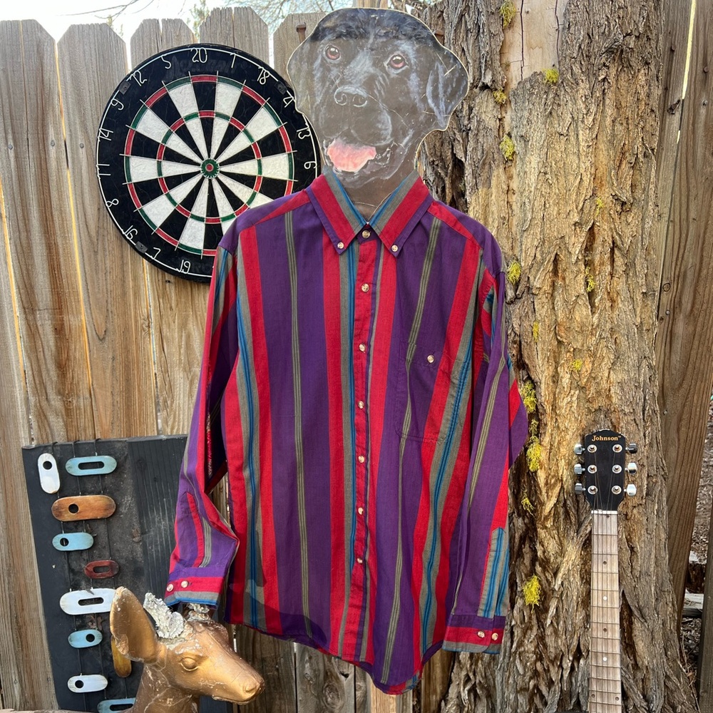 Vintage Steeple Chase Striped Men's Casual Shirt
